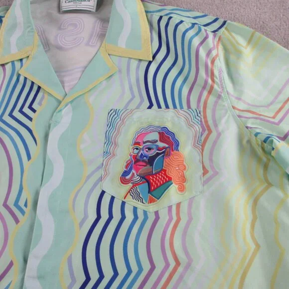Replica Casablanca Tennis Club Shirt Size 2XL Multicolor Masao San Print Camp - Picture 3 of 12